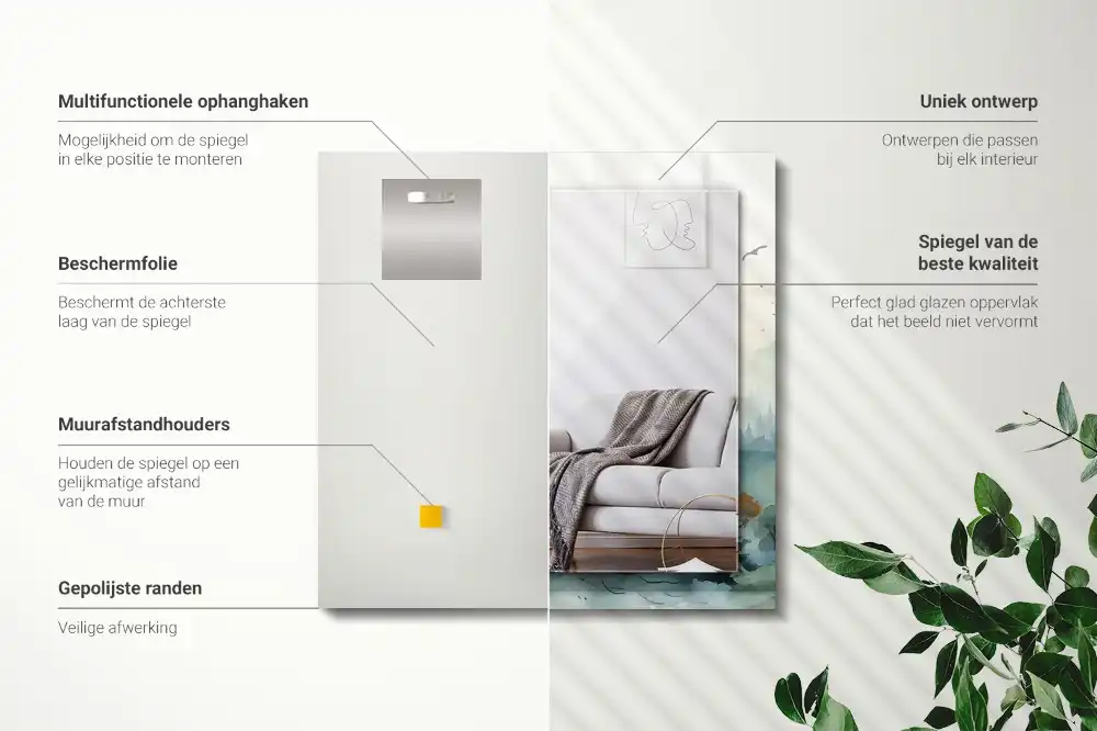 Specchio rettangolare stampato Foresta nella nebbia