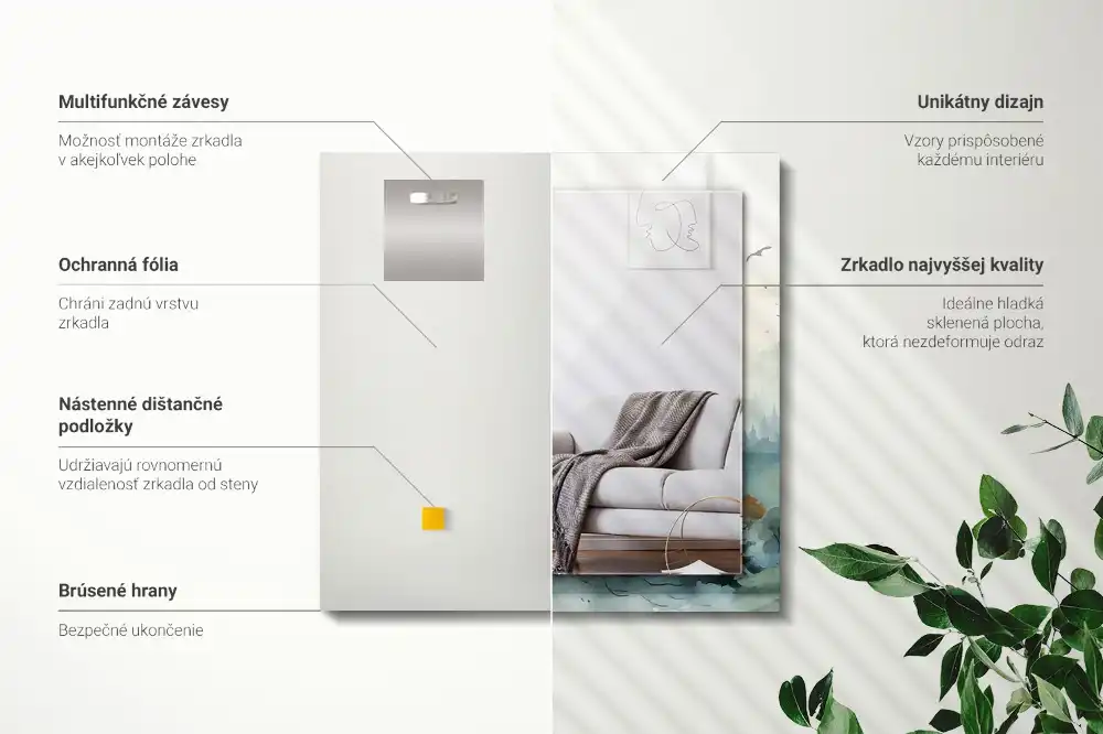 Specchio rettangolare stampato Foresta nella nebbia