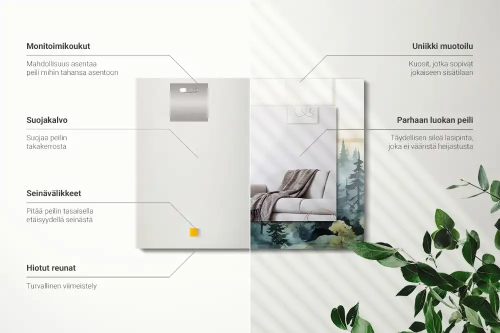 Specchio rettangolare stampato Foresta nella nebbia