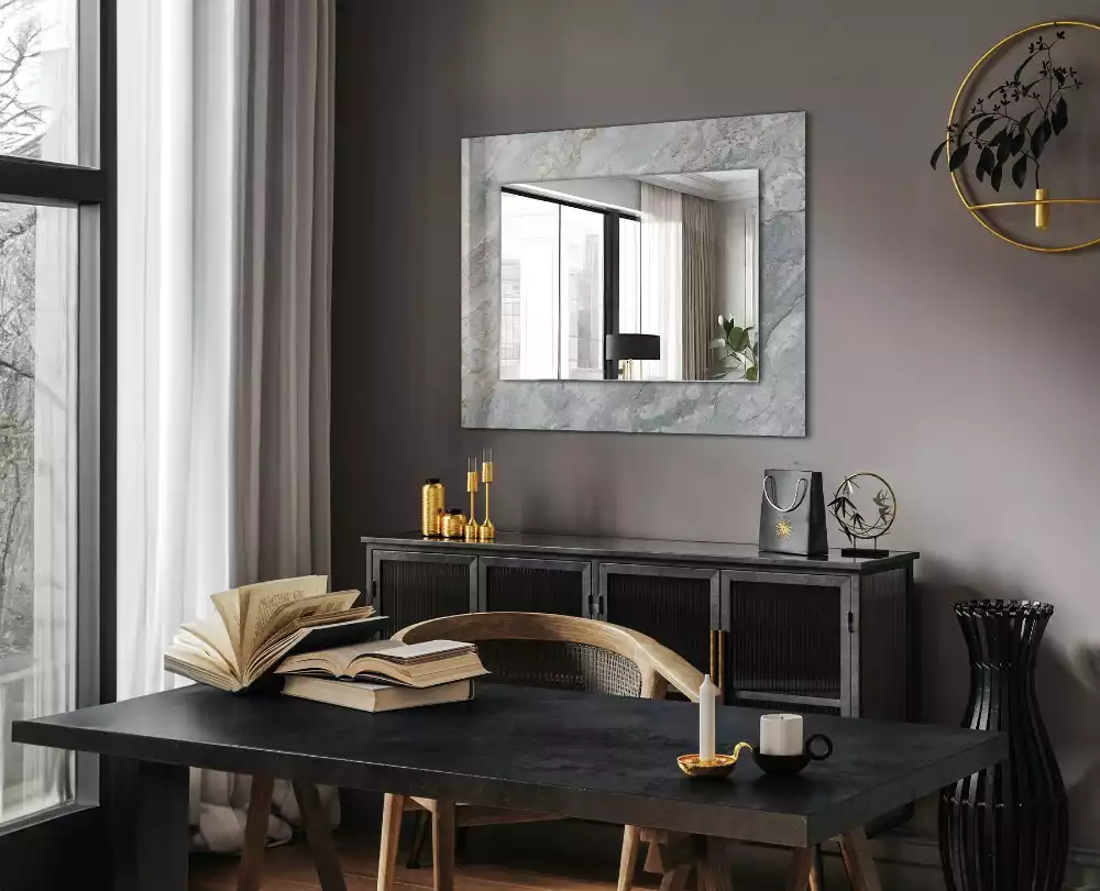 Specchio rettangolare decoro Venature grigio marmo
