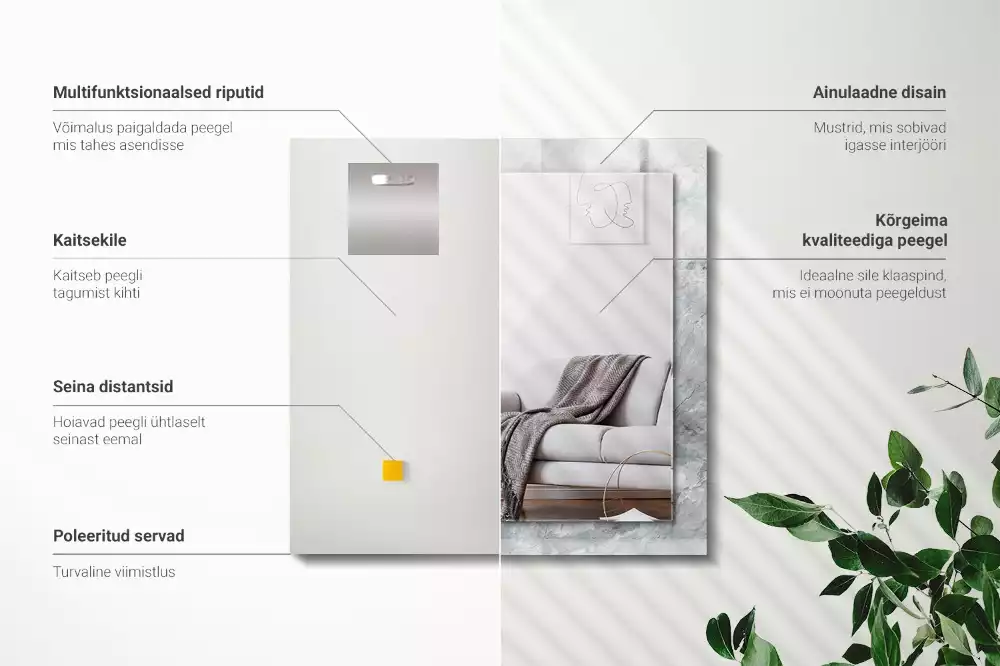 Specchio rettangolare decoro Venature grigio marmo