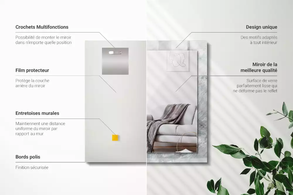 Specchio rettangolare decoro Venature grigio marmo