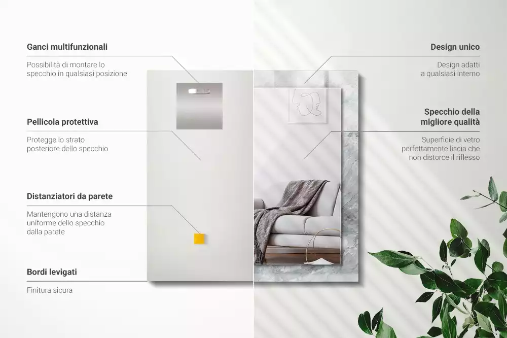 Specchio rettangolare decoro Venature grigio marmo