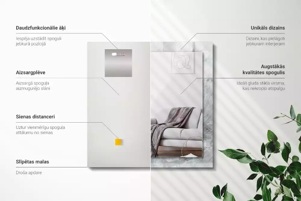 Specchio rettangolare decoro Venature grigio marmo