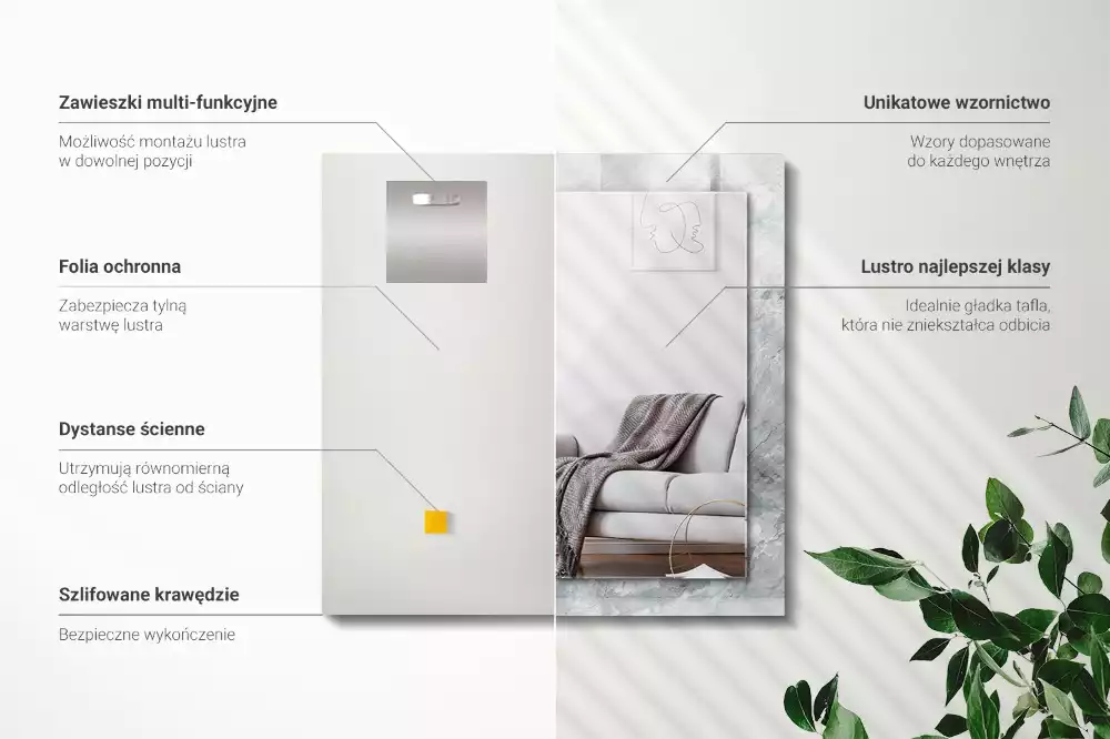 Specchio rettangolare decoro Venature grigio marmo