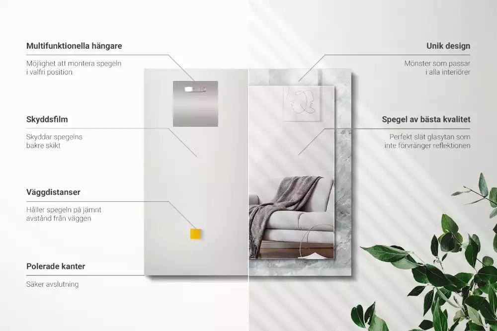 Specchio rettangolare decoro Venature grigio marmo