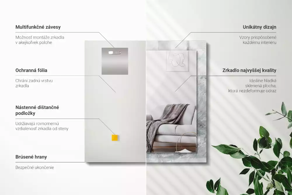 Specchio rettangolare decoro Venature grigio marmo