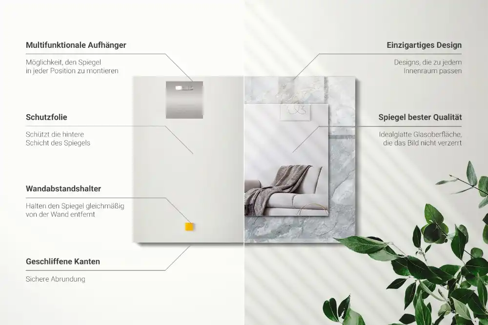 Specchio rettangolare decoro Venature grigio marmo