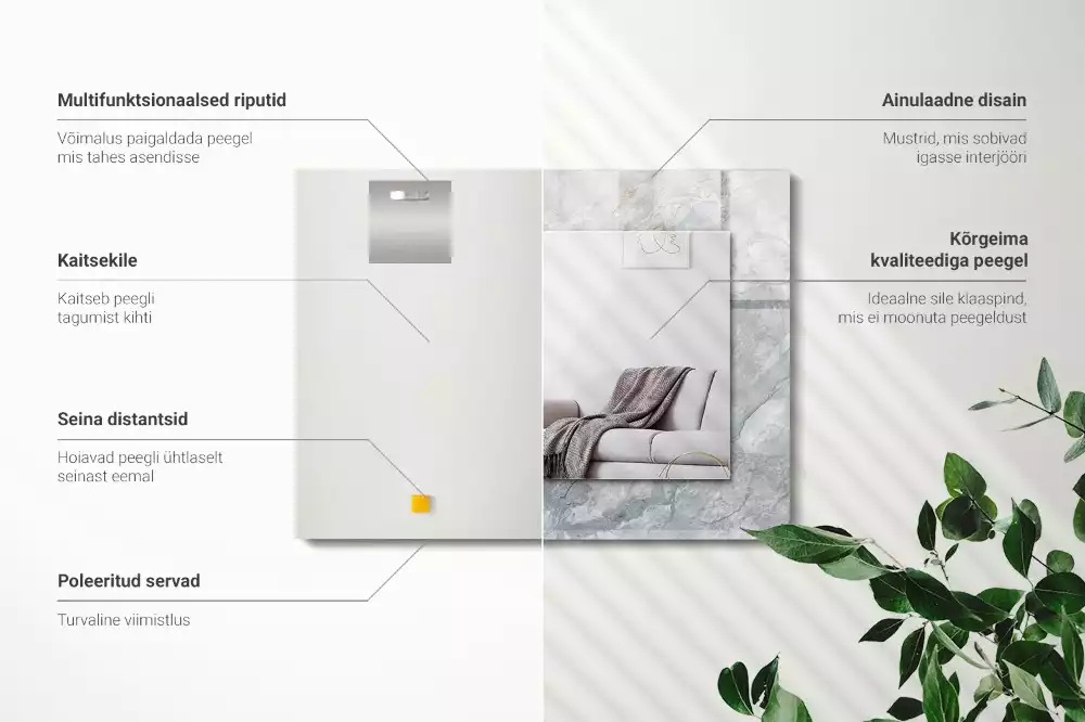 Specchio rettangolare decoro Venature grigio marmo