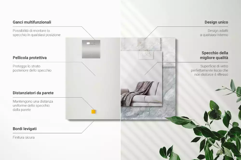 Specchio rettangolare decoro Venature grigio marmo