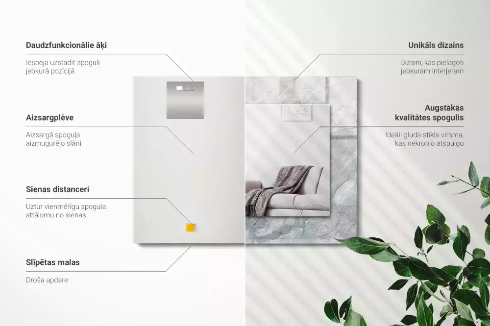 Specchio rettangolare decoro Venature grigio marmo