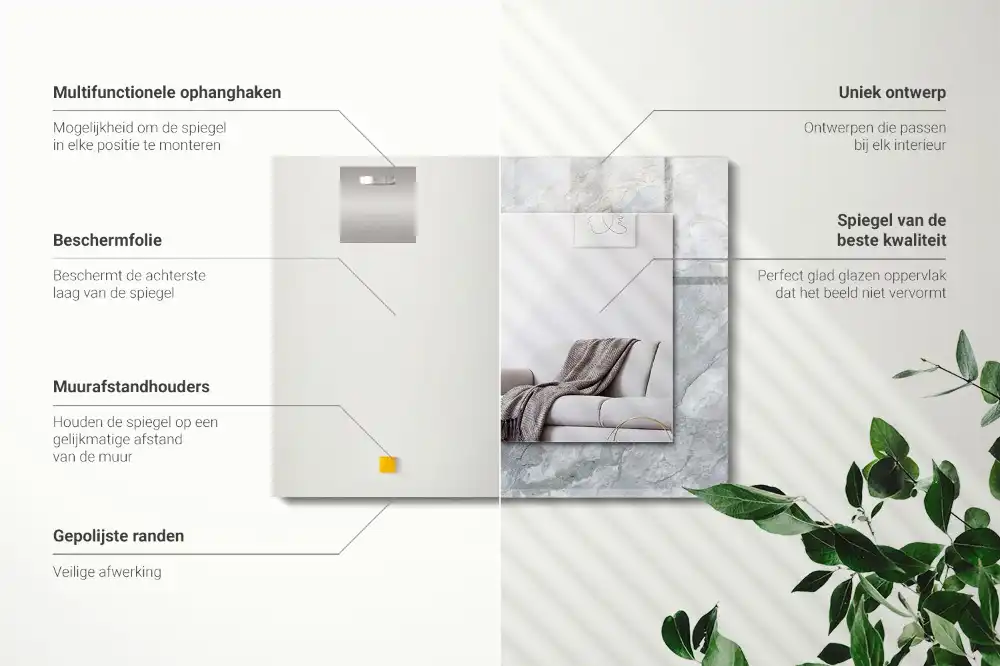 Specchio rettangolare decoro Venature grigio marmo