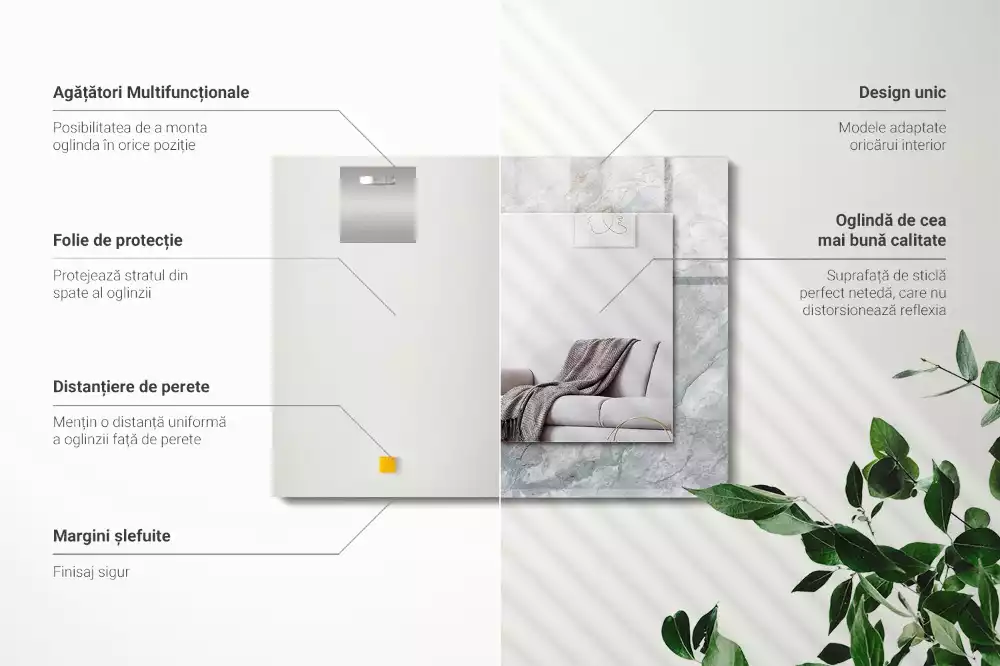 Specchio rettangolare decoro Venature grigio marmo