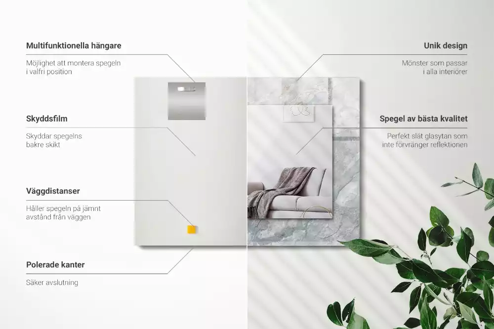 Specchio rettangolare decoro Venature grigio marmo