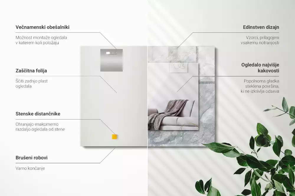 Specchio rettangolare decoro Venature grigio marmo