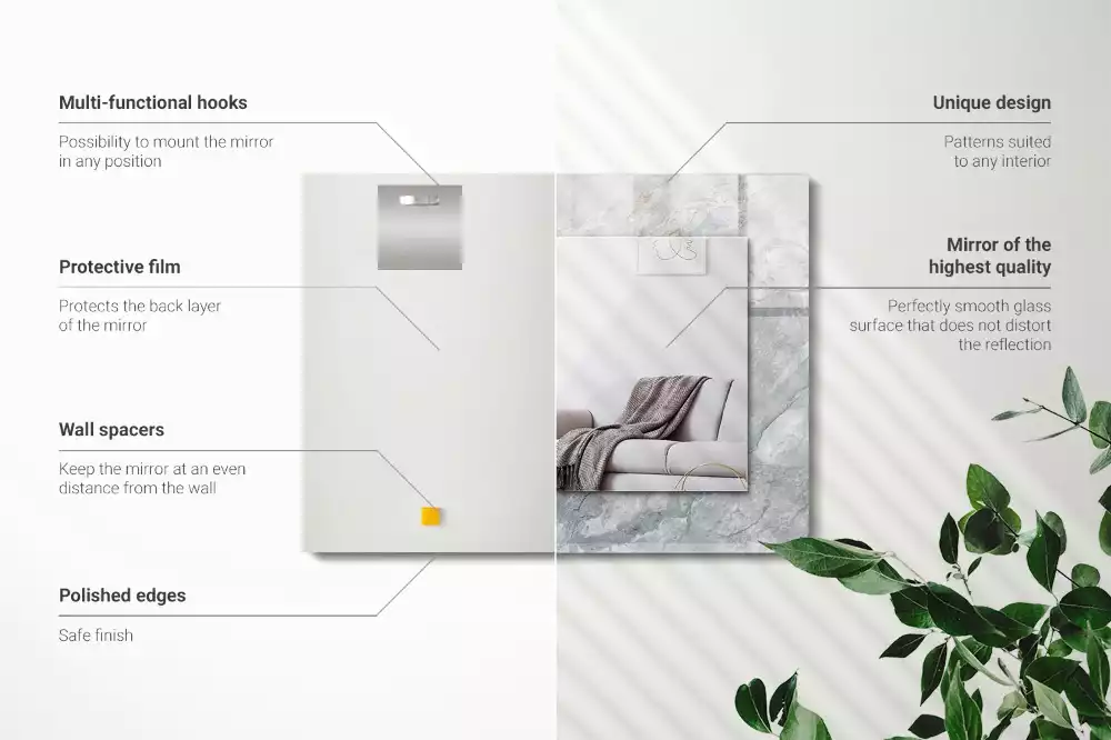 Specchio rettangolare decoro Venature grigio marmo