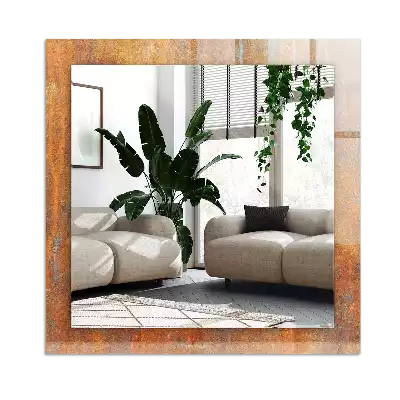 Specchio rettangolare con cornice stampata Superficie metallica arrugginita