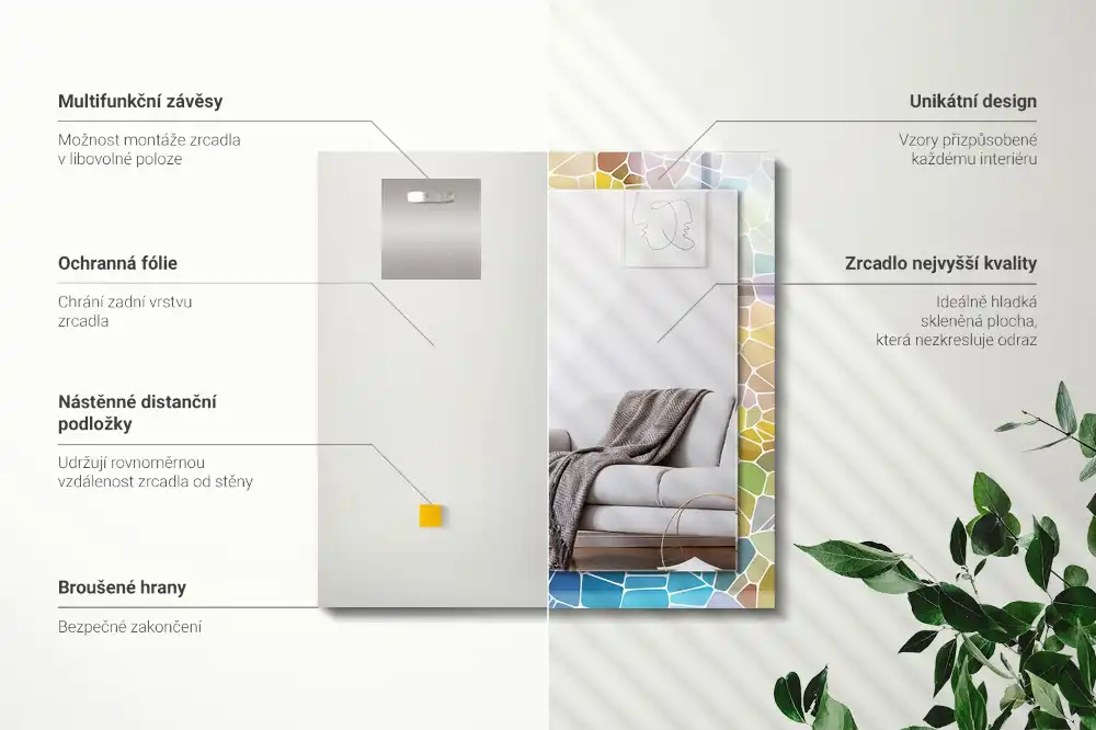 Specchio rettangolare decoro Mosaico astratto colorato