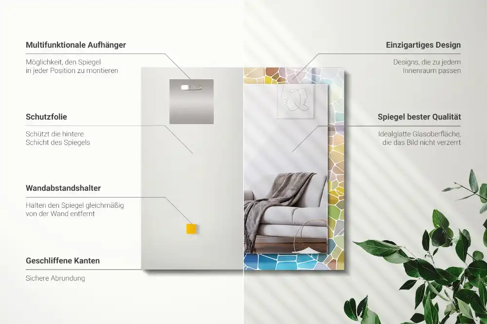 Specchio rettangolare decoro Mosaico astratto colorato