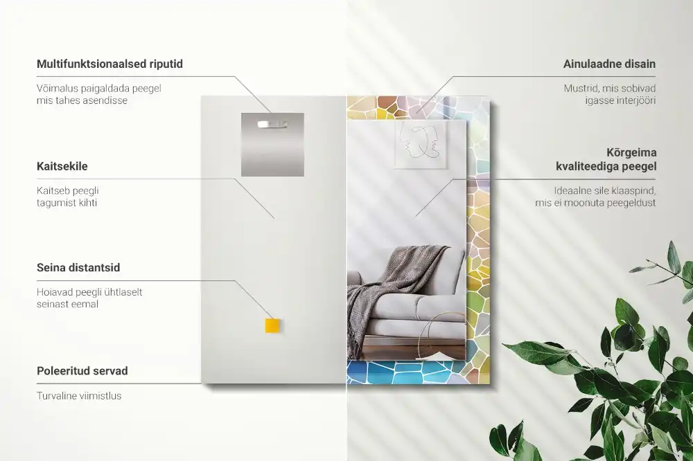 Specchio rettangolare decoro Mosaico astratto colorato