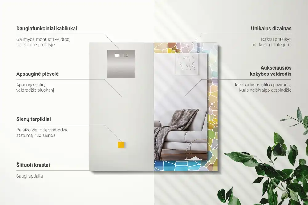 Specchio rettangolare decoro Mosaico astratto colorato