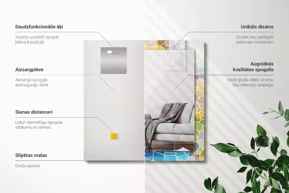 Specchio rettangolare decoro Mosaico astratto colorato