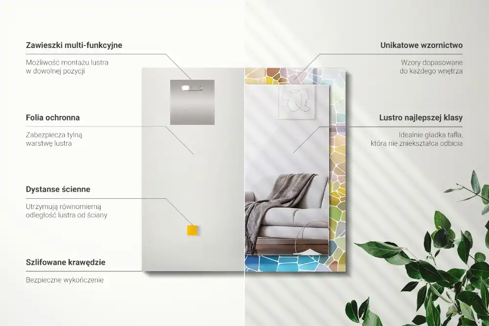 Specchio rettangolare decoro Mosaico astratto colorato