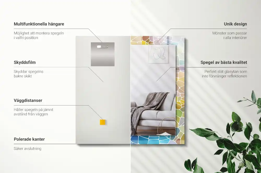 Specchio rettangolare decoro Mosaico astratto colorato