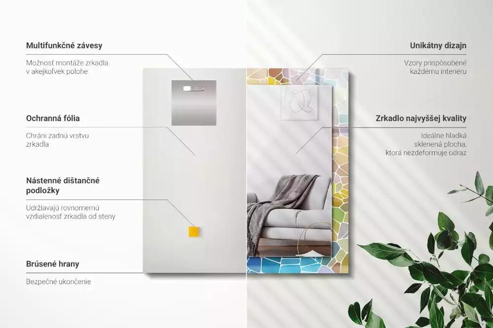 Specchio rettangolare decoro Mosaico astratto colorato