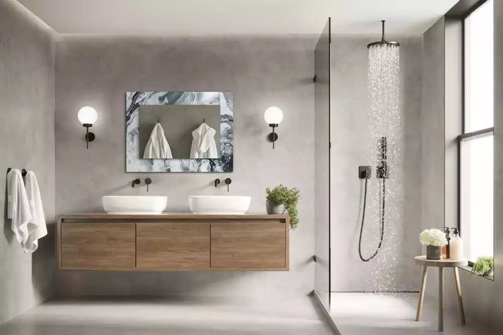 Specchio rettangolare con cornice stampata Composizione di pittura astratta