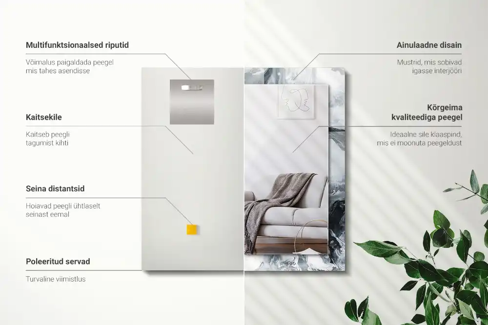 Specchio rettangolare con cornice stampata Composizione di pittura astratta