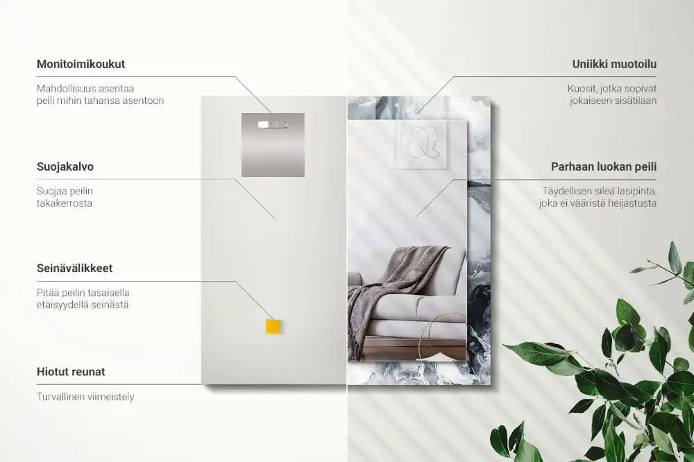 Specchio rettangolare con cornice stampata Composizione di pittura astratta