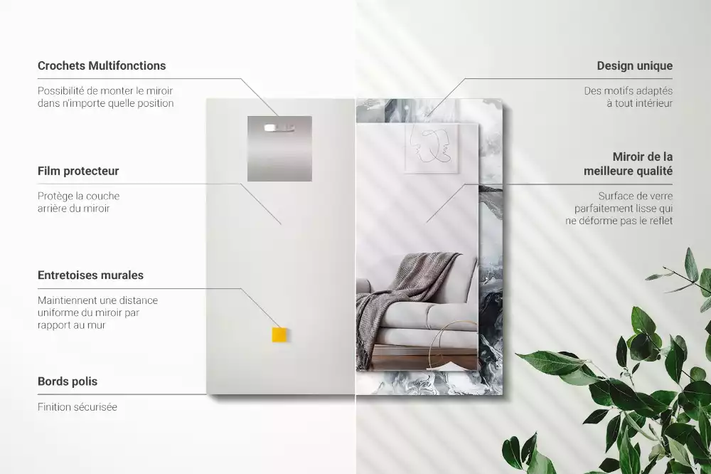 Specchio rettangolare con cornice stampata Composizione di pittura astratta