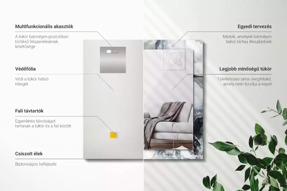 Specchio rettangolare con cornice stampata Composizione di pittura astratta