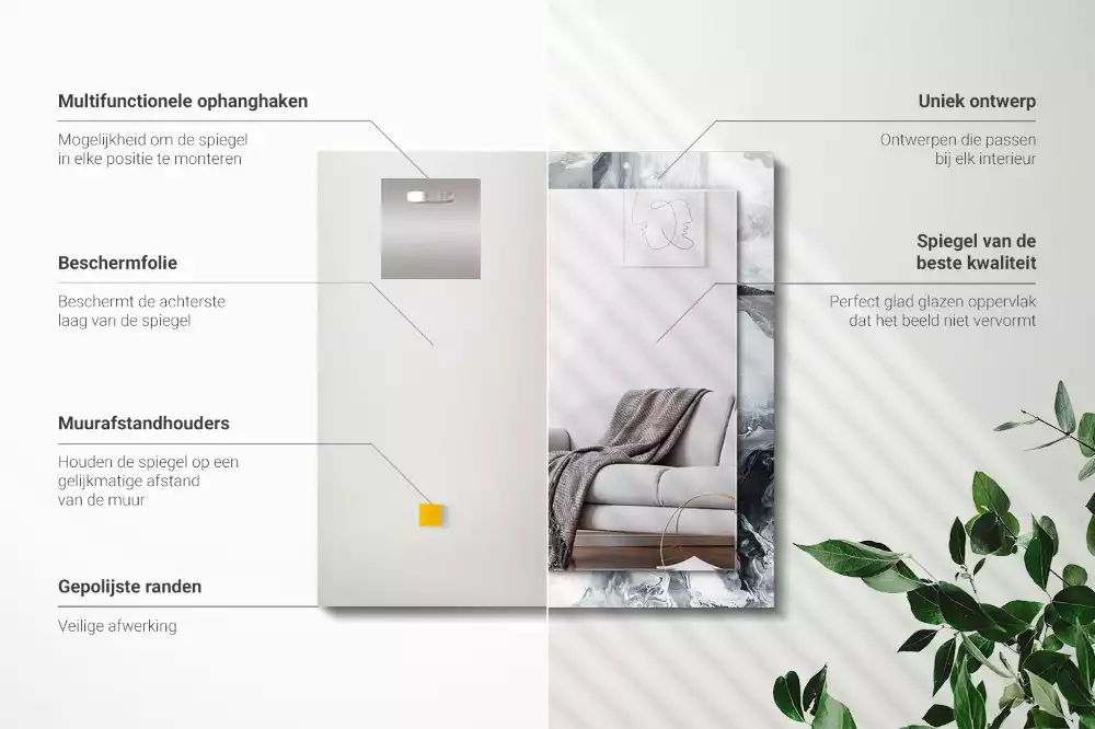 Specchio rettangolare con cornice stampata Composizione di pittura astratta