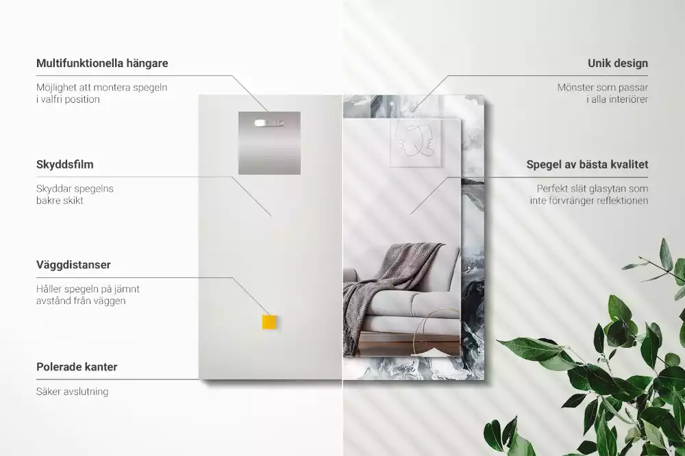 Specchio rettangolare con cornice stampata Composizione di pittura astratta