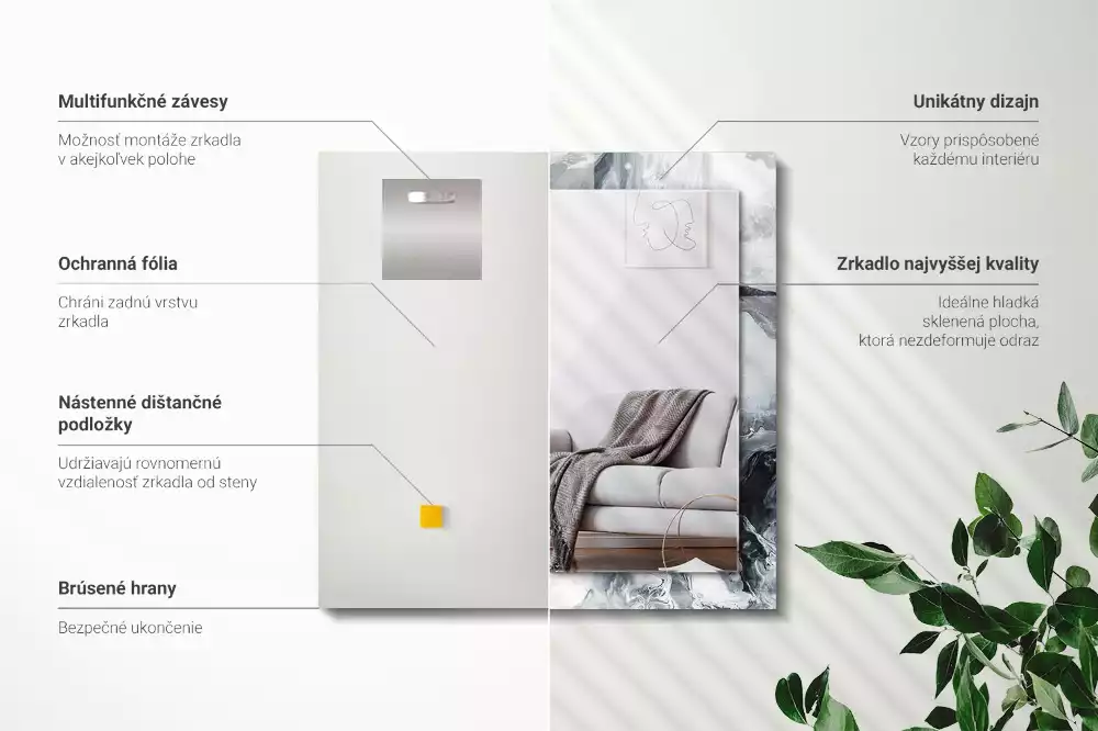 Specchio rettangolare con cornice stampata Composizione di pittura astratta