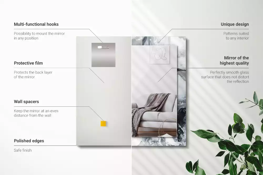 Specchio rettangolare con cornice stampata Composizione di pittura astratta