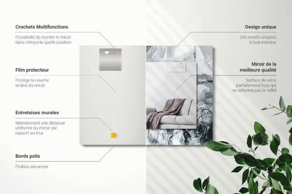 Specchio rettangolare con cornice stampata Composizione di pittura astratta