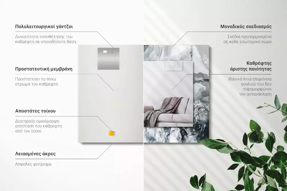 Specchio rettangolare con cornice stampata Composizione di pittura astratta