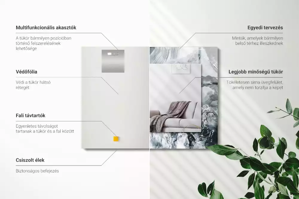 Specchio rettangolare con cornice stampata Composizione di pittura astratta