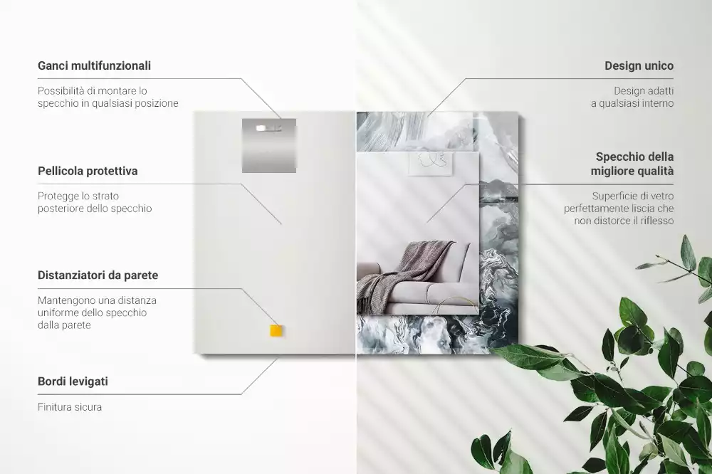 Specchio rettangolare con cornice stampata Composizione di pittura astratta