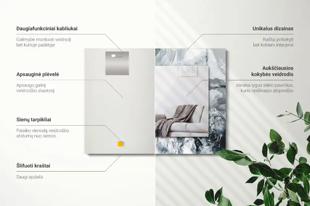 Specchio rettangolare con cornice stampata Composizione di pittura astratta