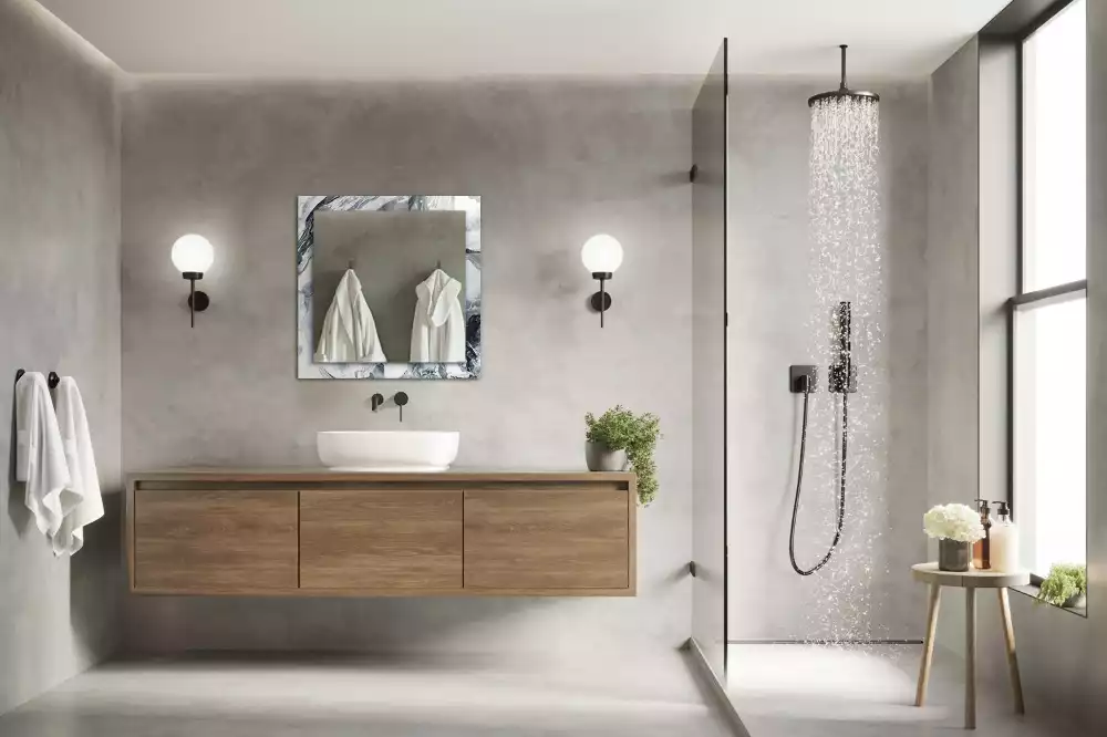 Specchio rettangolare con cornice stampata Composizione di pittura astratta