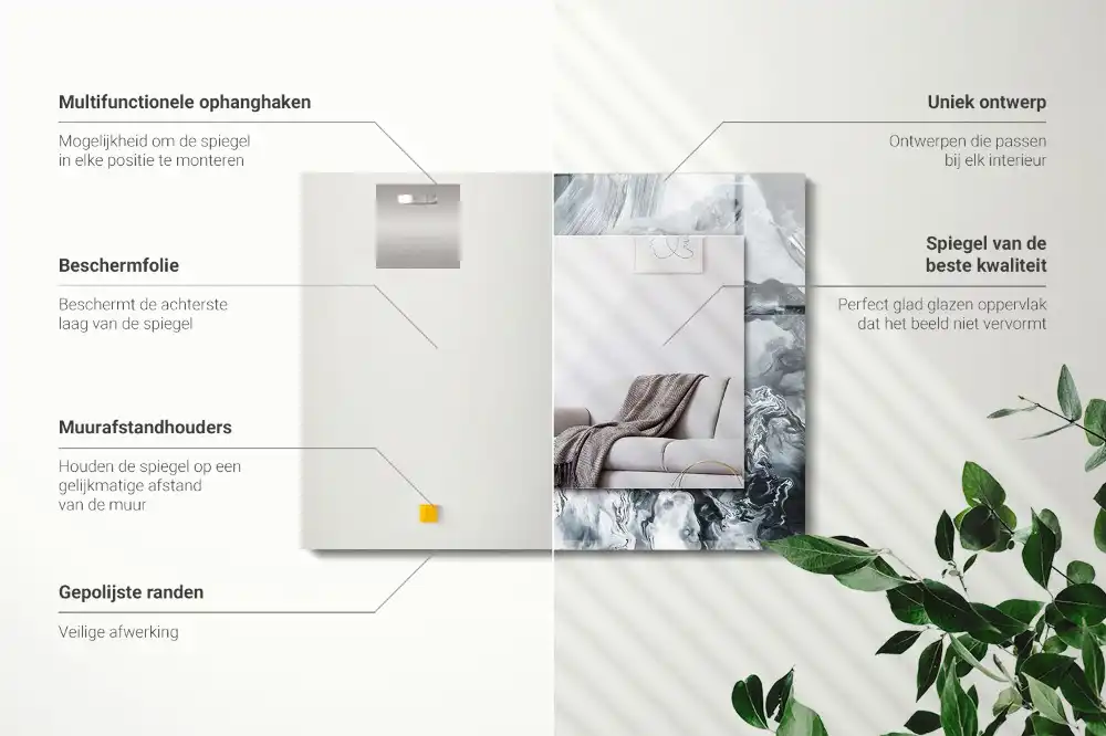 Specchio rettangolare con cornice stampata Composizione di pittura astratta