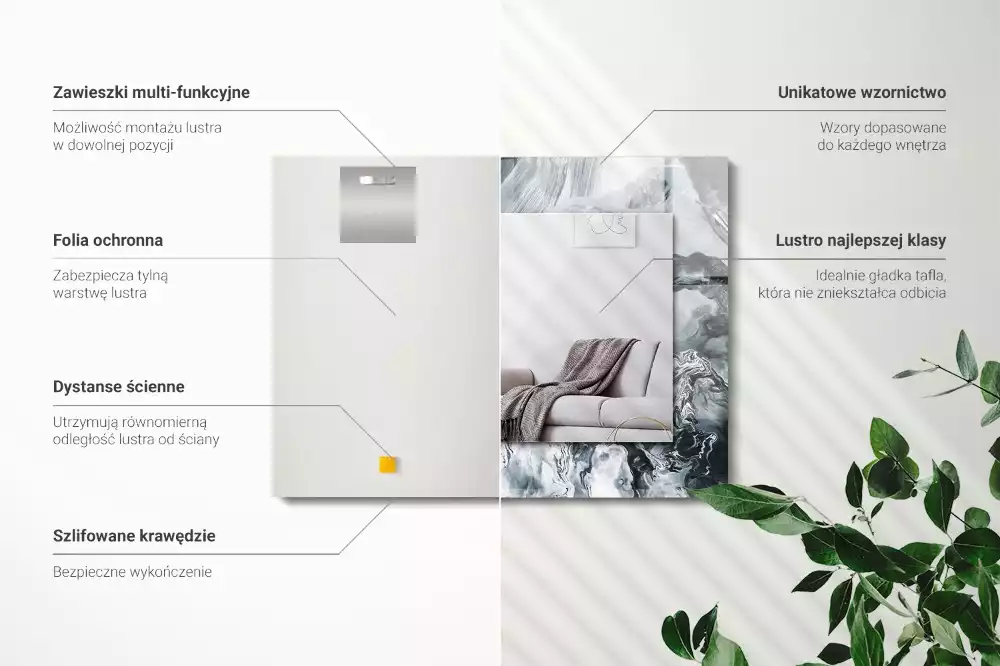 Specchio rettangolare con cornice stampata Composizione di pittura astratta