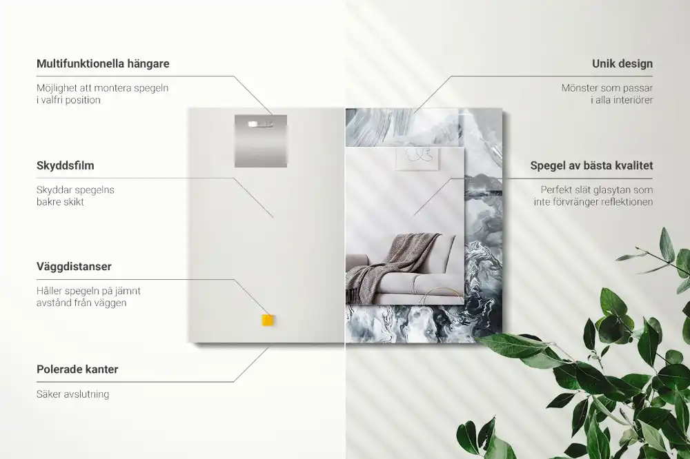 Specchio rettangolare con cornice stampata Composizione di pittura astratta