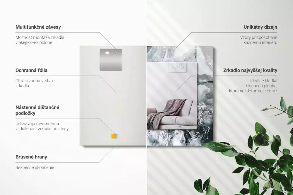 Specchio rettangolare con cornice stampata Composizione di pittura astratta