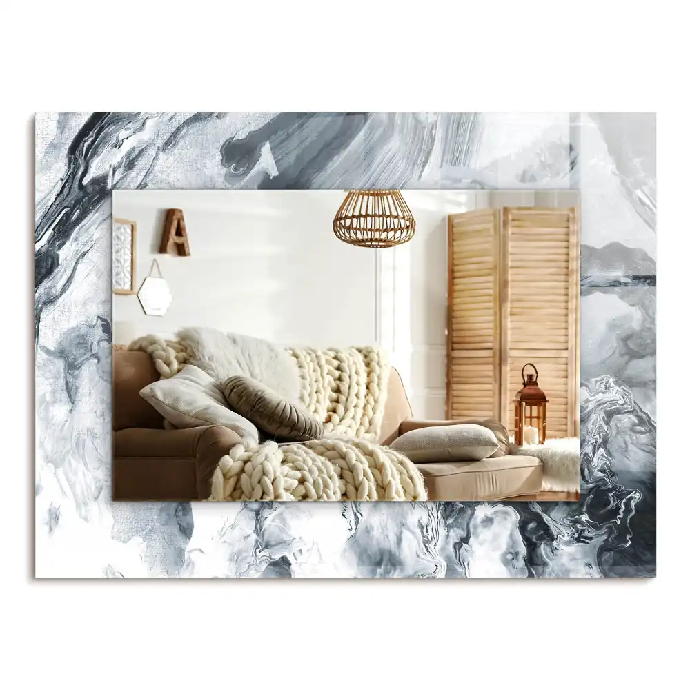 Specchio rettangolare con cornice stampata Composizione di pittura astratta