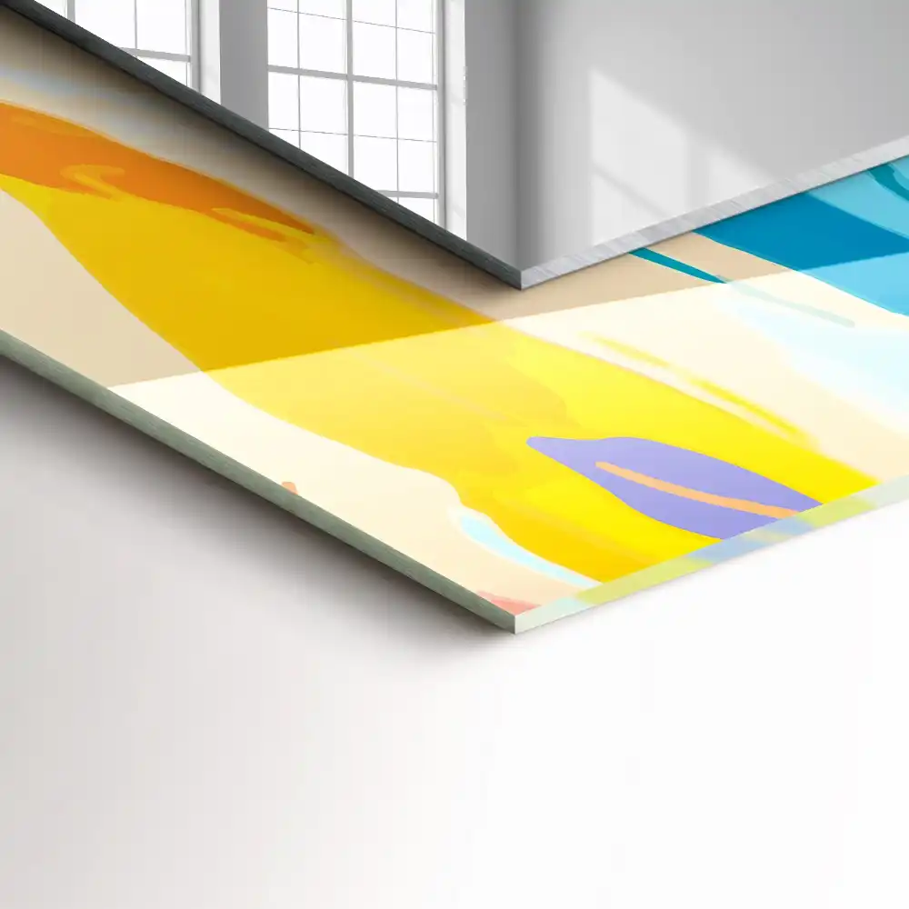 Specchio rettangolare stampato Tratti colorati astratti